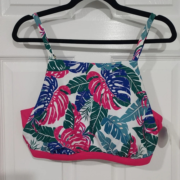 NWT Decree Multi-colored Tropical Pattern Pull On Tank Binkini Top in Size 0X - Picture 1 of 11